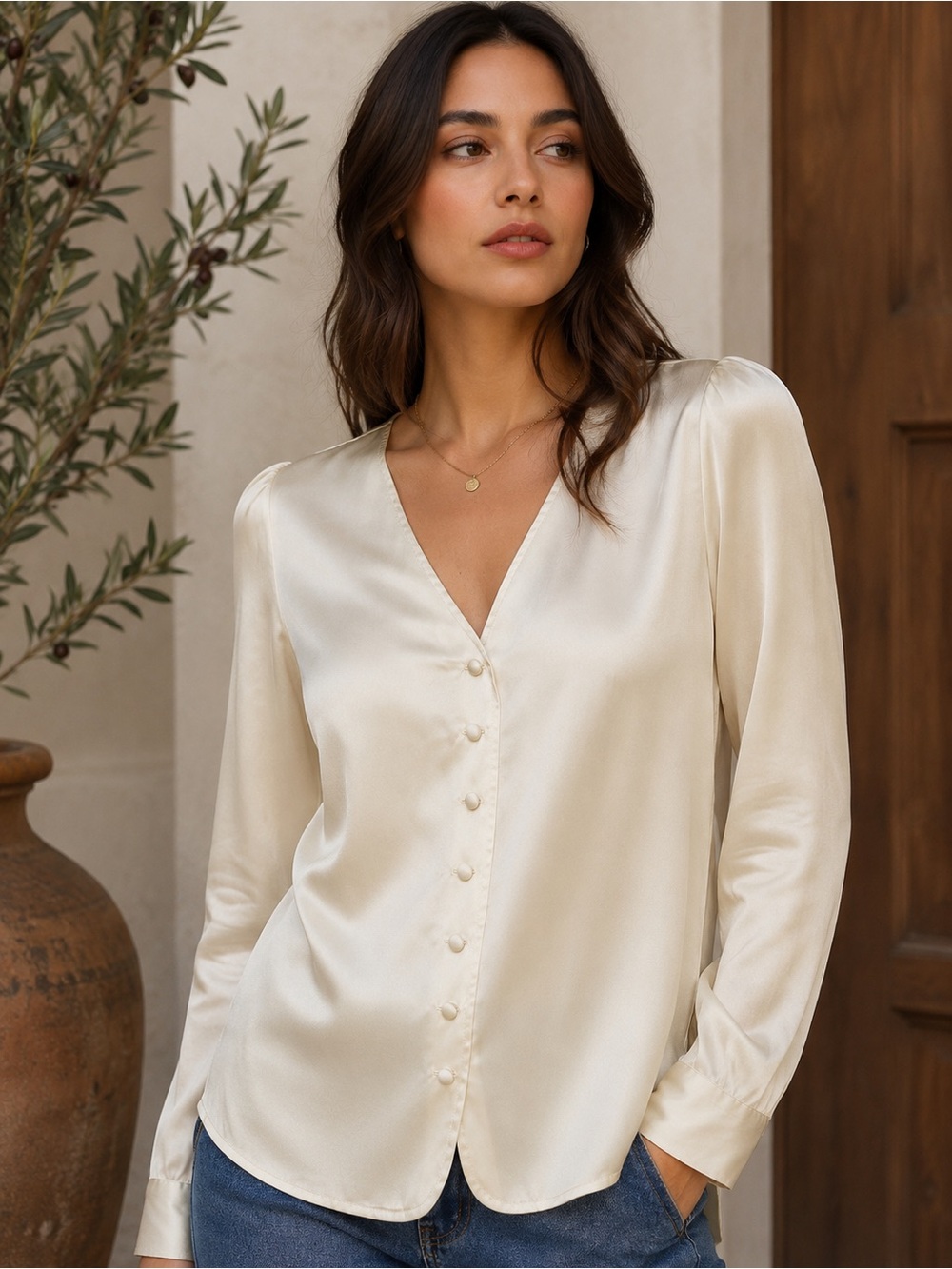 Spenser Jeremy Silk Vintage Top in Ivory
